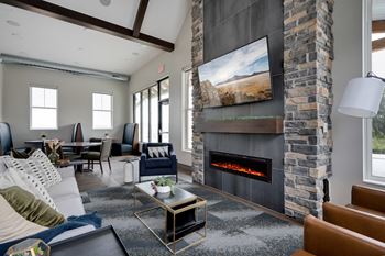 Indoor/outdoor fireplace lounge